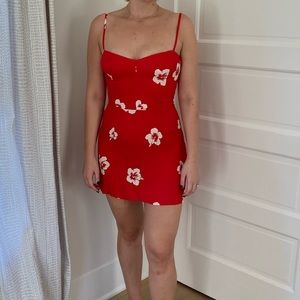 Floral Red Dress